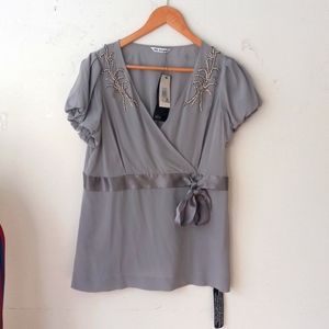 Gray Silk Autograph Blouse Size 16